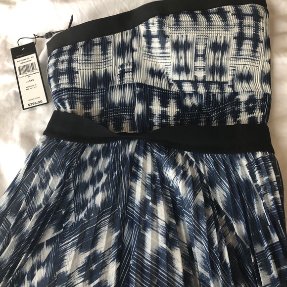 BCBG Georgette Strapless Pleated Dress - Picture 4 of 6